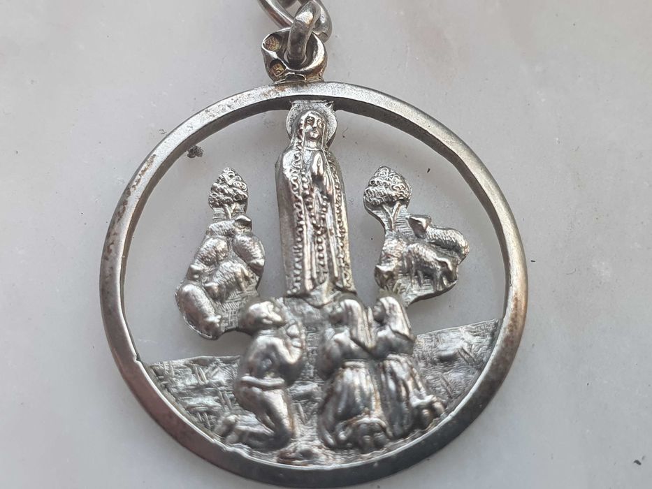 Porta-Chaves Antigo - APARIÇÃO DA NOSSA SENHORA DE FÁTIMA - Prata .835