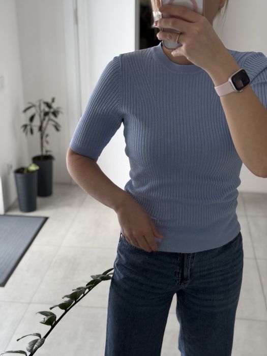 Футболка  вязана, джемпер з коротким рукавом, реглан лонг блузка