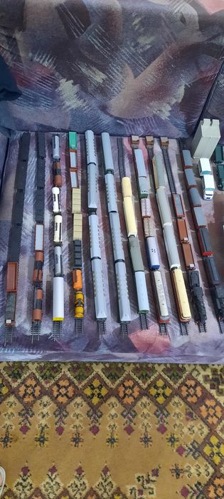 Железная дорога ТТ 1:120 поезда вагоны корабли лодки домики.
