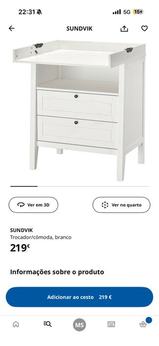 Muda Fraldas com comoda Ikea