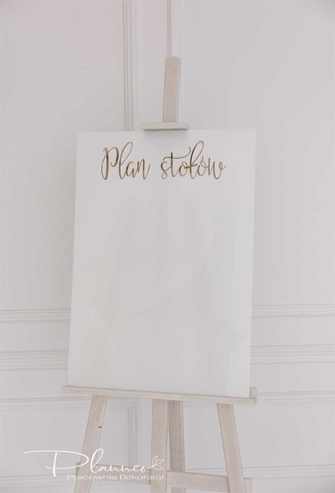 Tablica elegancka Plan Stołów z lustrzanymi napisami