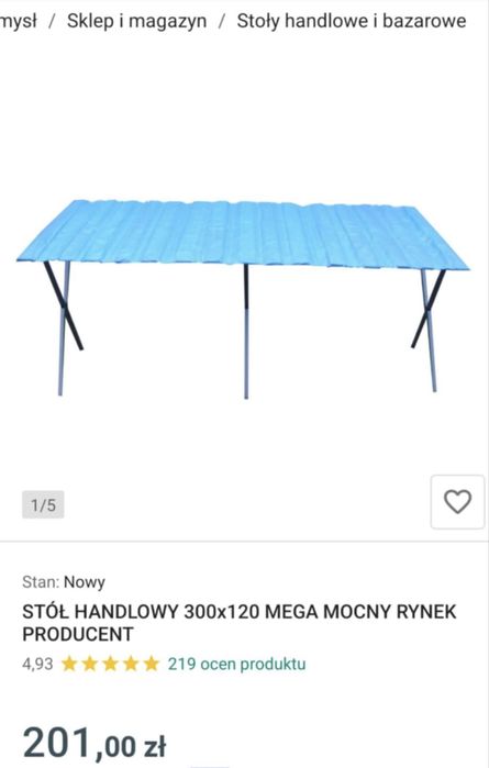 Stół handlowy 300x120 mega mocny handel rynek