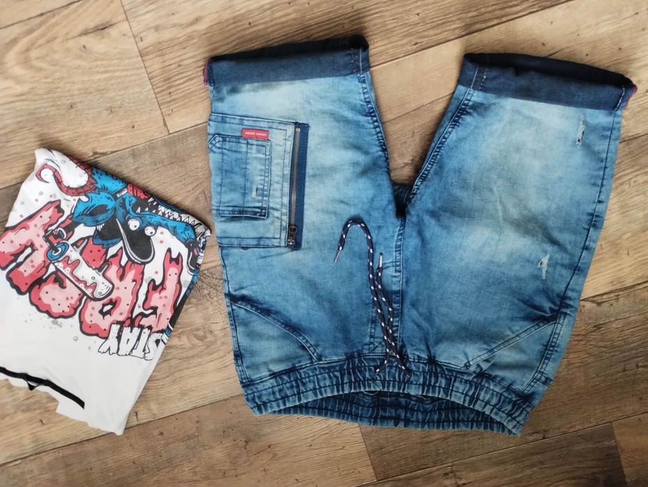 Croop spodnie bojówki jeansowe L/XL (32)