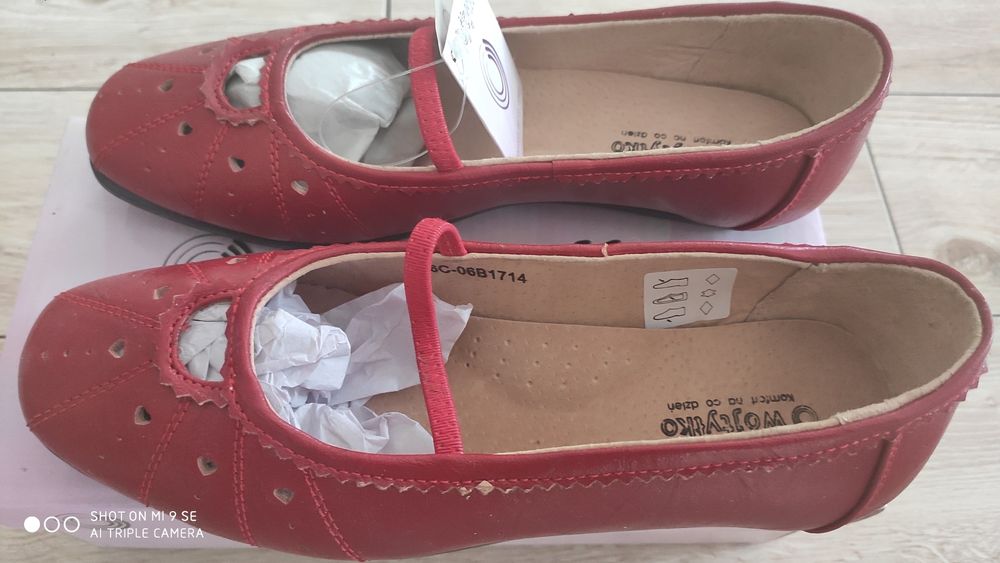 Czerwone baleriny, buty dla dziewczynki Wojtyłko rozm.36