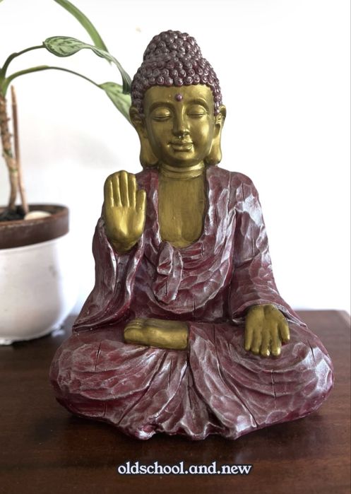 Estátua Buda EsotericArte grande vermelho dourado