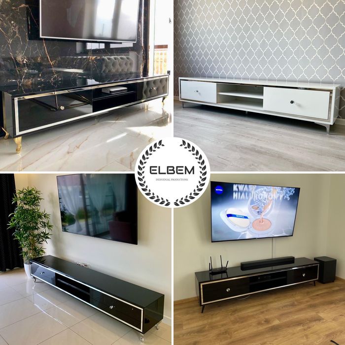 Szklana czarna szafka RTV Glamour