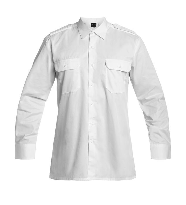 Biała męska koszula lotnicza z pagonami rozmiar kołnierzyka 39 lub 42