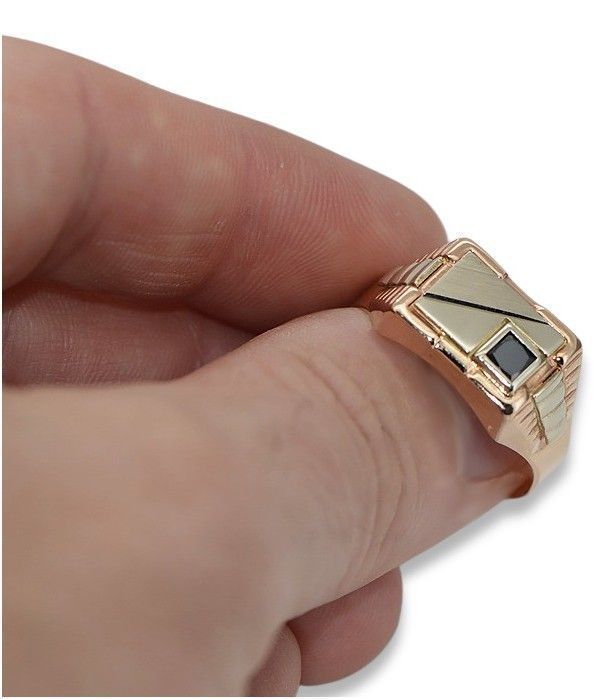 Złoty sygnet męski 14k z czerwonego złota csc005rw Onyks Gdańsk