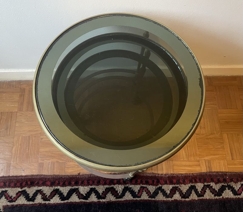 Conjunto de 3 mesas redondas de vidro