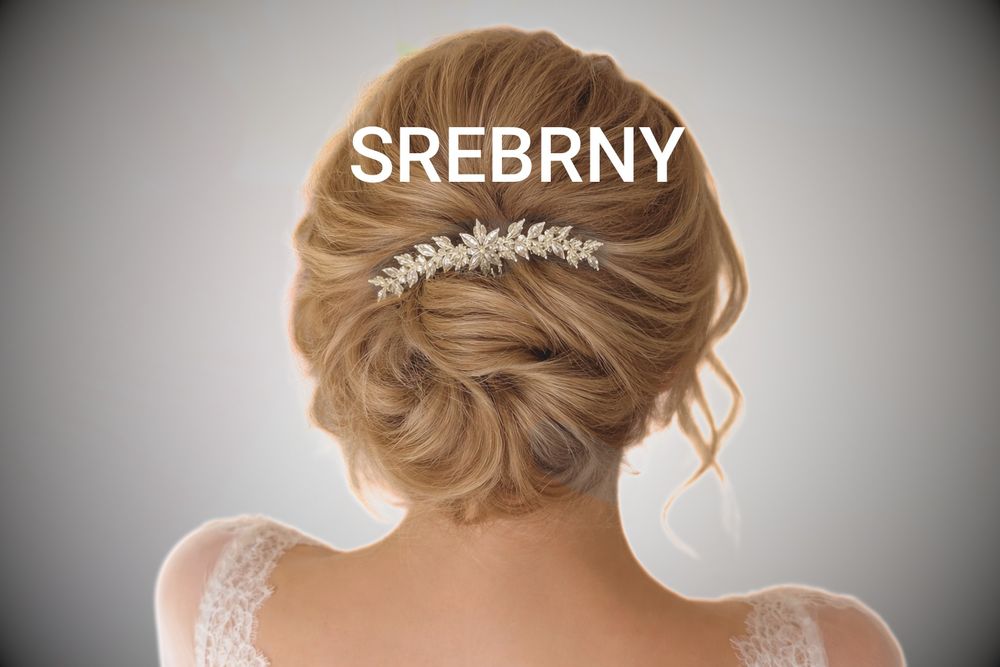 Srebrny grzebyk ślubny z kryształkami