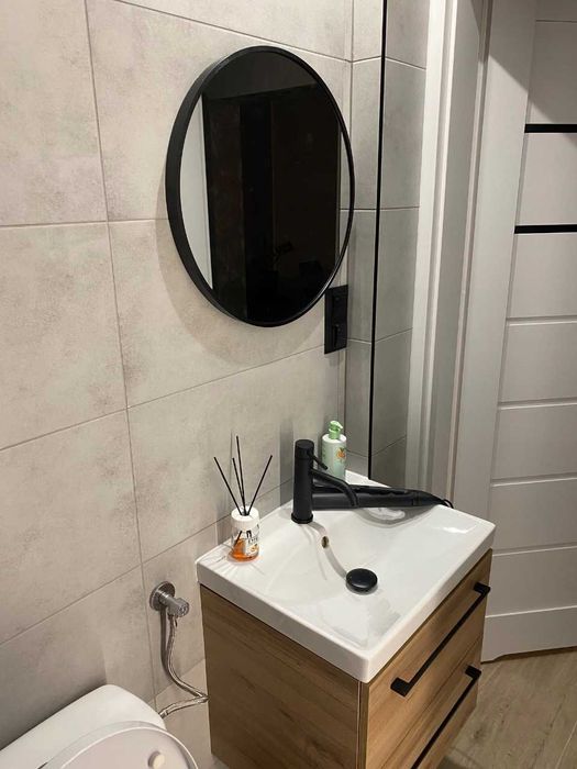 NOWE Lustro Łazienkowe Okrągłe w Ramie Loft 50cm XXL Czarne