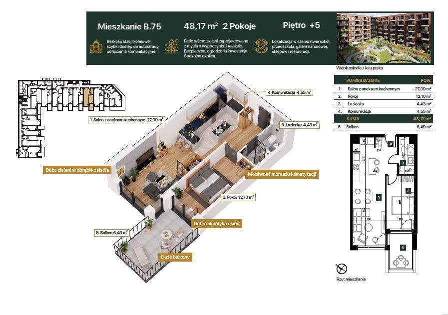 Apartament Premium z dużym balkonem | 5 min do PKP | Bez prowizji - Widok 2