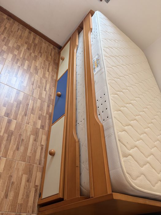 Cama Nido Dupla e Estante de Madeira  Maciça — Conjunto Juvenil Completo
