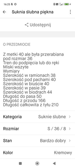 Suknia ślubna 36-38 vanilla