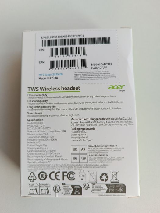 Słuchawki bezprzewodowe Acer OHR 503