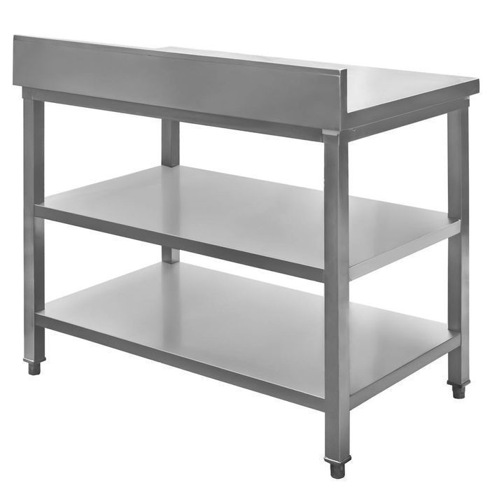 Stół gastronomiczny z rantem i 2 półkami Mega-M 100x70x85(H) - NOWY