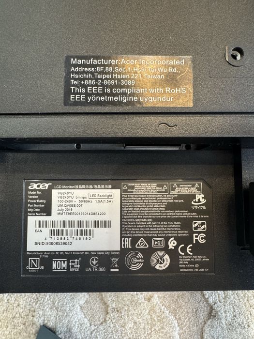 Монітор Acer VG240 24", 2к (2560х1440) монитор, без дефектів