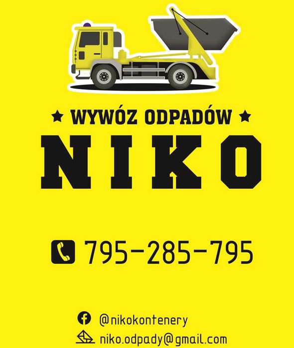 NIKO Wywóz Odpadów Gruzu Kontenery Big Bag Skwierzyna od 1,5m3 do 36m3