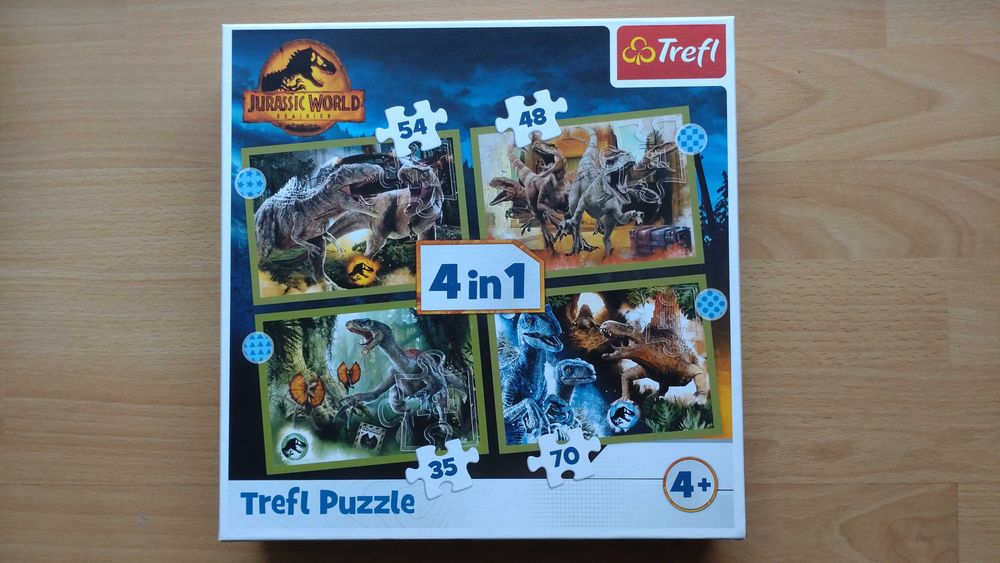 Puzzle Jurassic World Dominion Trefl 4 w 1: 35, 48, 54 i 70 elmentów
