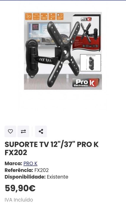suporte de TV de parede articulado da marca Pro K Electronics