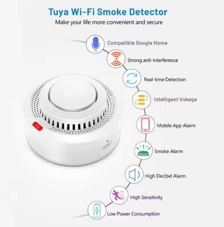Detector de incêndio / fumo Wi-Fi Tuya