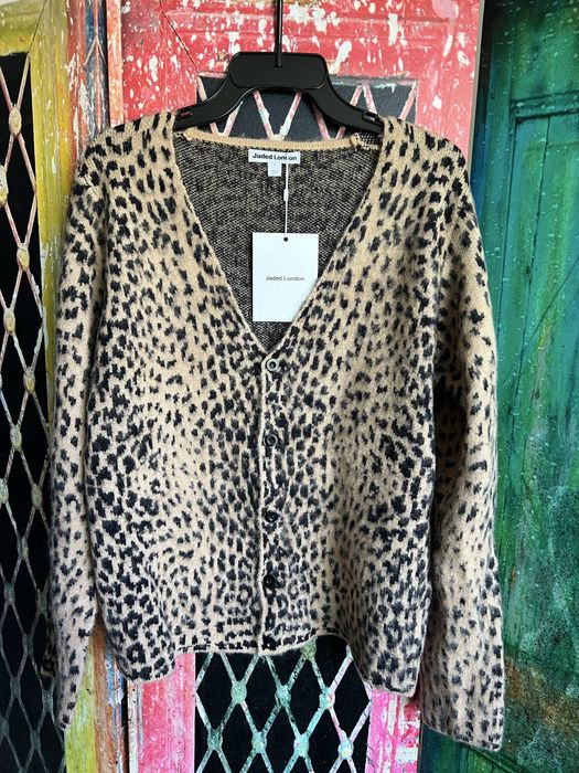 Uniseks panterkowy sweter kardigan Multi Leopard Cardigan Jaded London