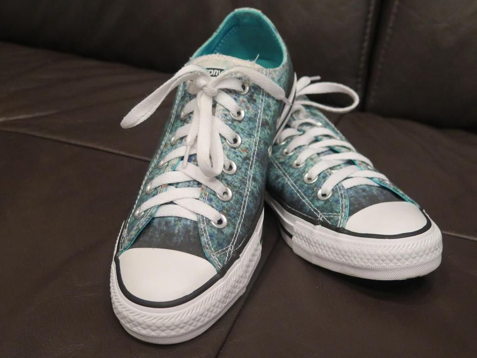 Converse CHUCK TAYLOR STAR OX- czarne, krótkie, zielone w kropki