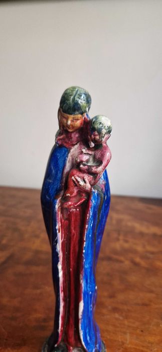 Rzeźba figura sakralna Madonna Maryja Jezus numerowana antyk