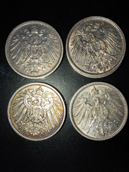 Moedas de Prata 900, 1 Marco 1901/2/5/6/7/8/9/10/11/12/14/15 Alemanha