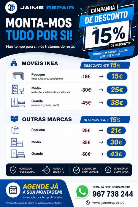 Montagem de Móveis IKEA, Leroy Merlin e Conforama - Lisboa e Margem Sul