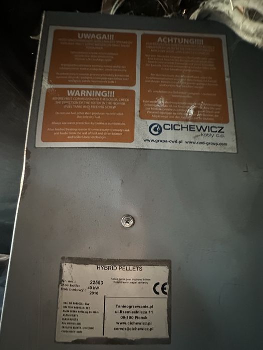 Piec na pelet klasa 5 pellet 40 kw cichewicz  hybryda