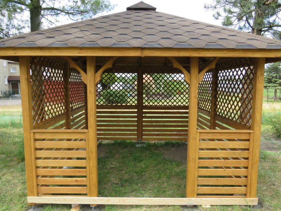 Drewniana Altana Ogrodowa 3x3m, Zadaszenie, Pergola