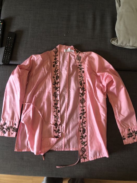 Casaco camisa seda rosa