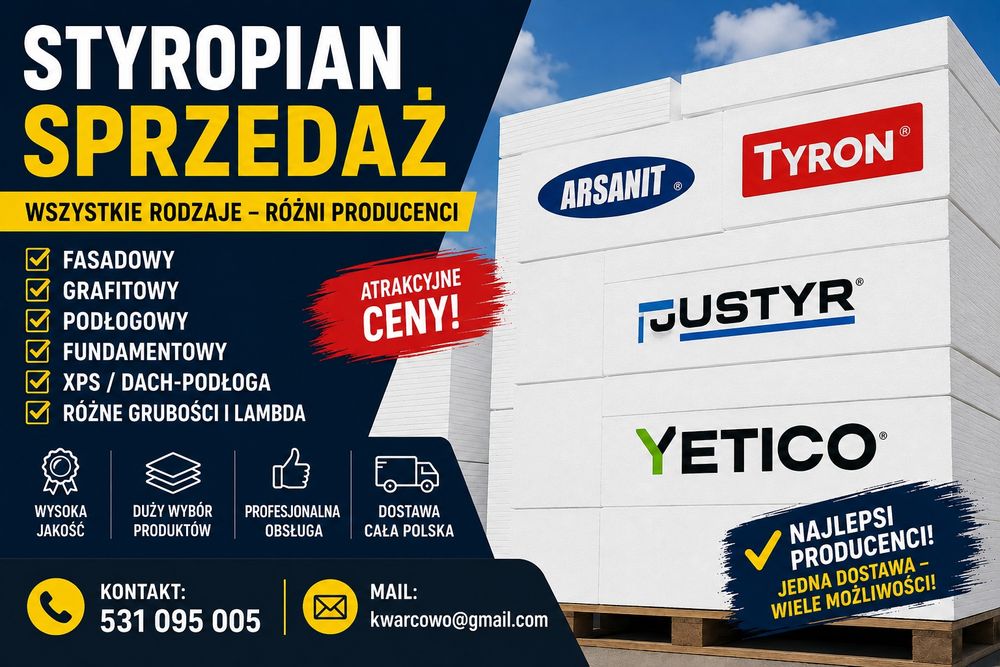 Styropian na elewację, podłogę, dach
