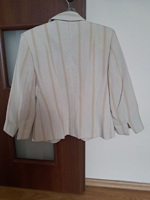 Garnitur damski beżowy szerokie spodnie r.40