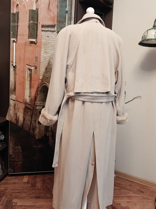 Пальто вовна кашемір зимове довге тепле з хутром вовняне