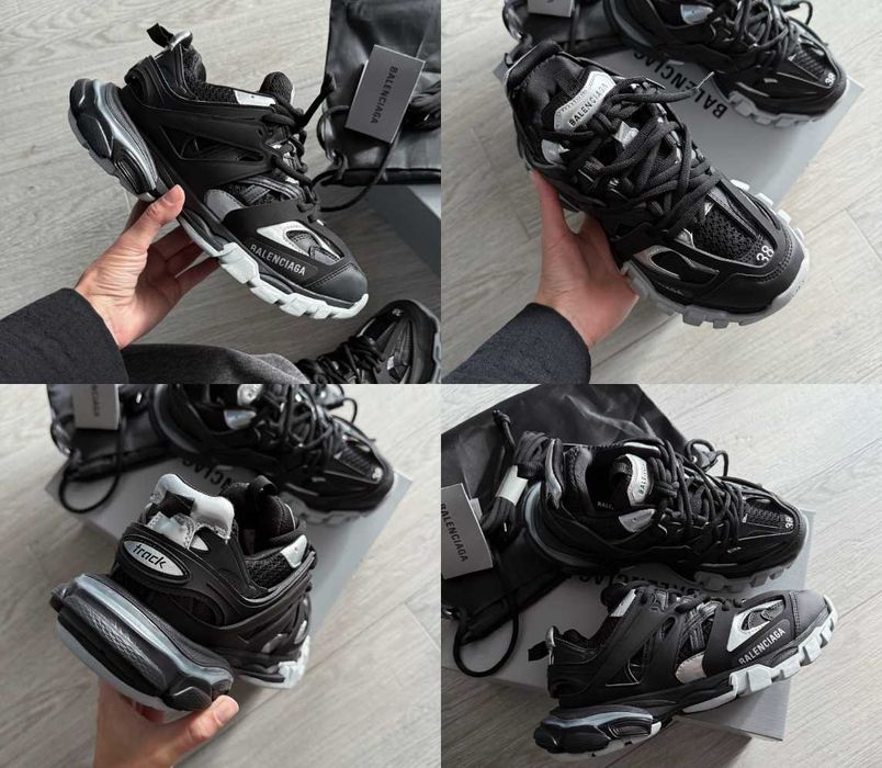 Кроссовки Balenciaga Track Sneaker Black Silver 36-46 Хит Осени 2025!
