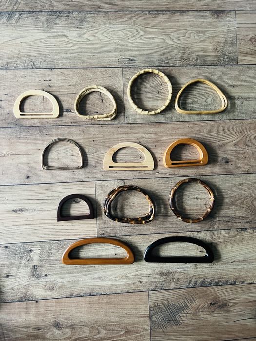 Nowe Drewniane rączki do torebek ze sznurka okrągłe bambusowe podłużne