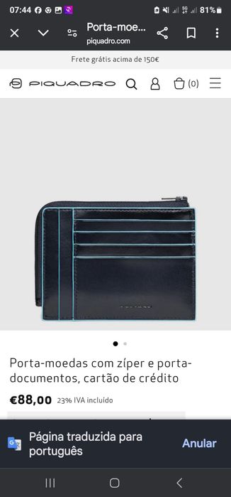 Porta cartões e moedas Piquadro.