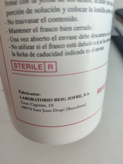 Líquido para lentes novo por abrir