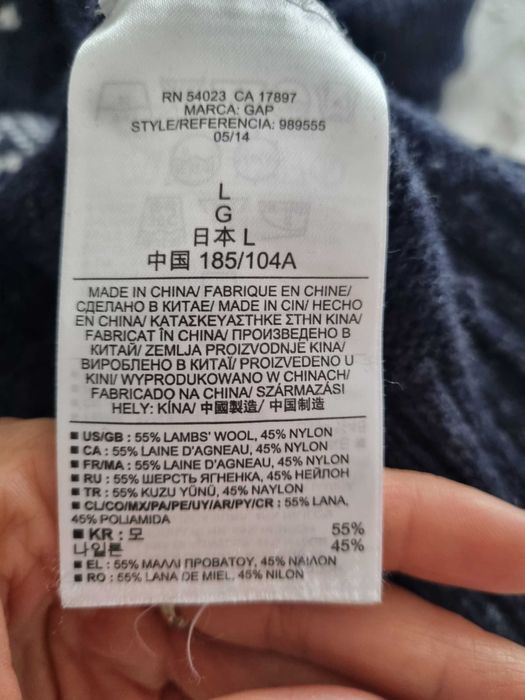 Męski, zimowy sweter GAP, wełniany