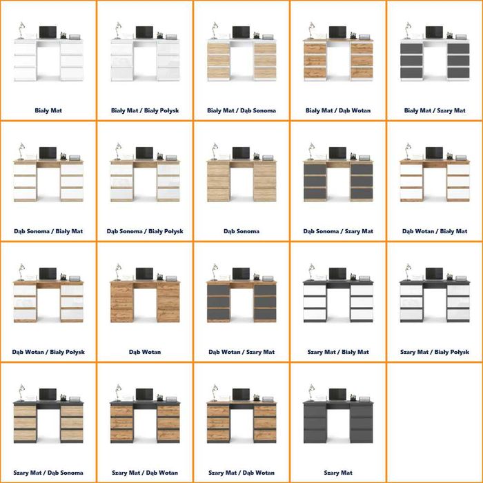 Biurko Szkolne Komputerowe Do Biura Ofi 120cm Nowoczesne 6 Szuflad