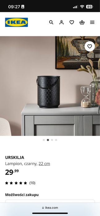 Czarny lampion metalowy URSKILJA IKEA 22cm