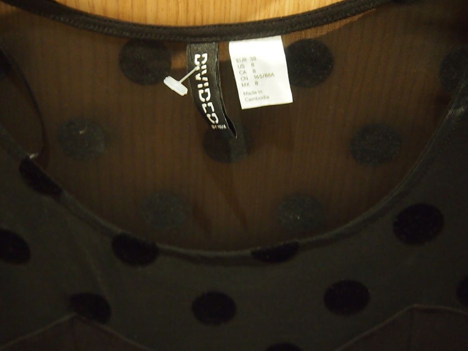 Vestido curto gótico H&M Divided 38 mangas transparentes bolas