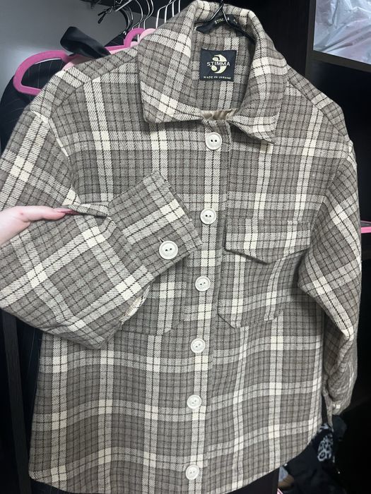 Куртка-сорочка шерстяна на підкладці в клітинку