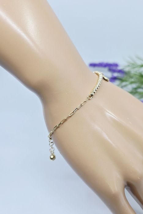 Złota bransoletka z zawieszką serce próba 585 14k