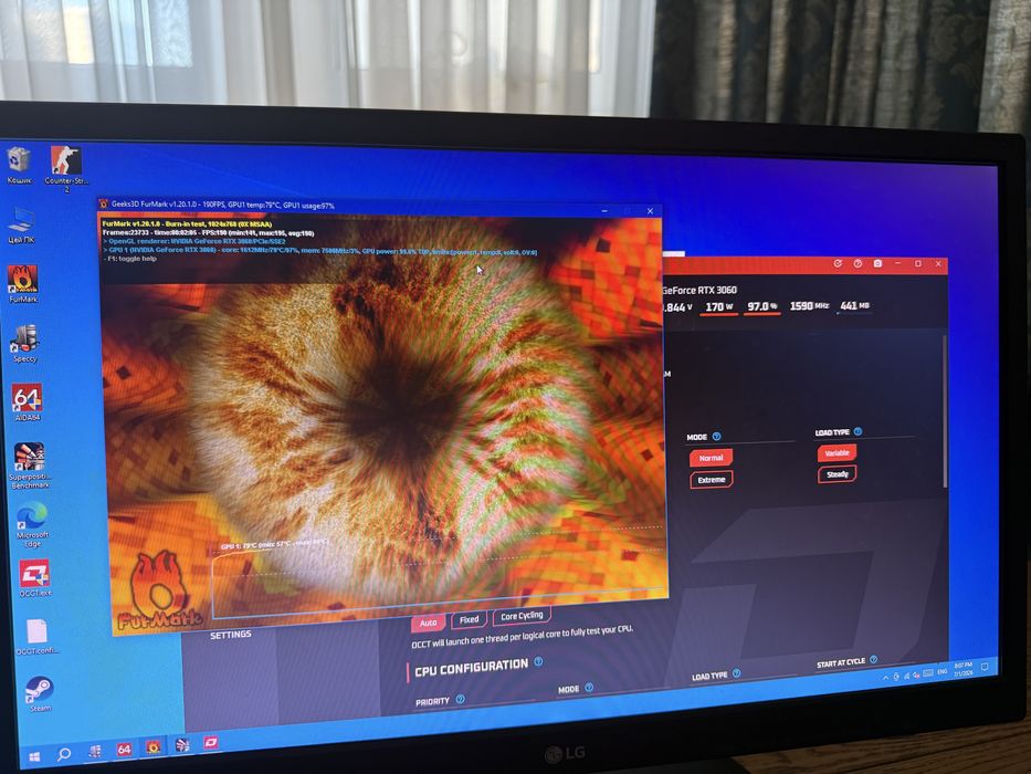 Ігровий компʼютер/пк RTX 3060 i5-10400f 16 ddr4 ssd 120/hdd 500 GB