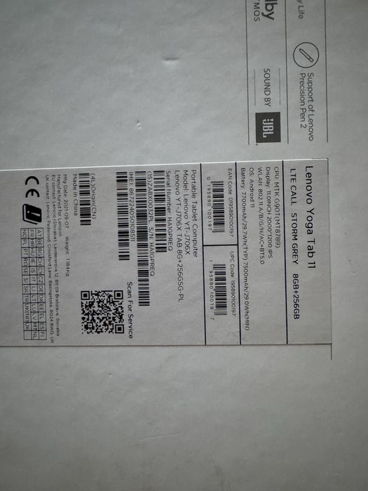 Планшет Lenovo Yoga Tab 11 11 дюймов, 2k экран, 8/256 с Lte модулем