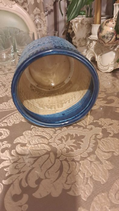 Doniczka osłonka na doniczkę ceramiczna niebieska granatowa