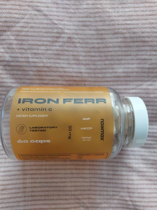 Nowmax Iron Ferr 60 kaps, Żelazo 30 mg